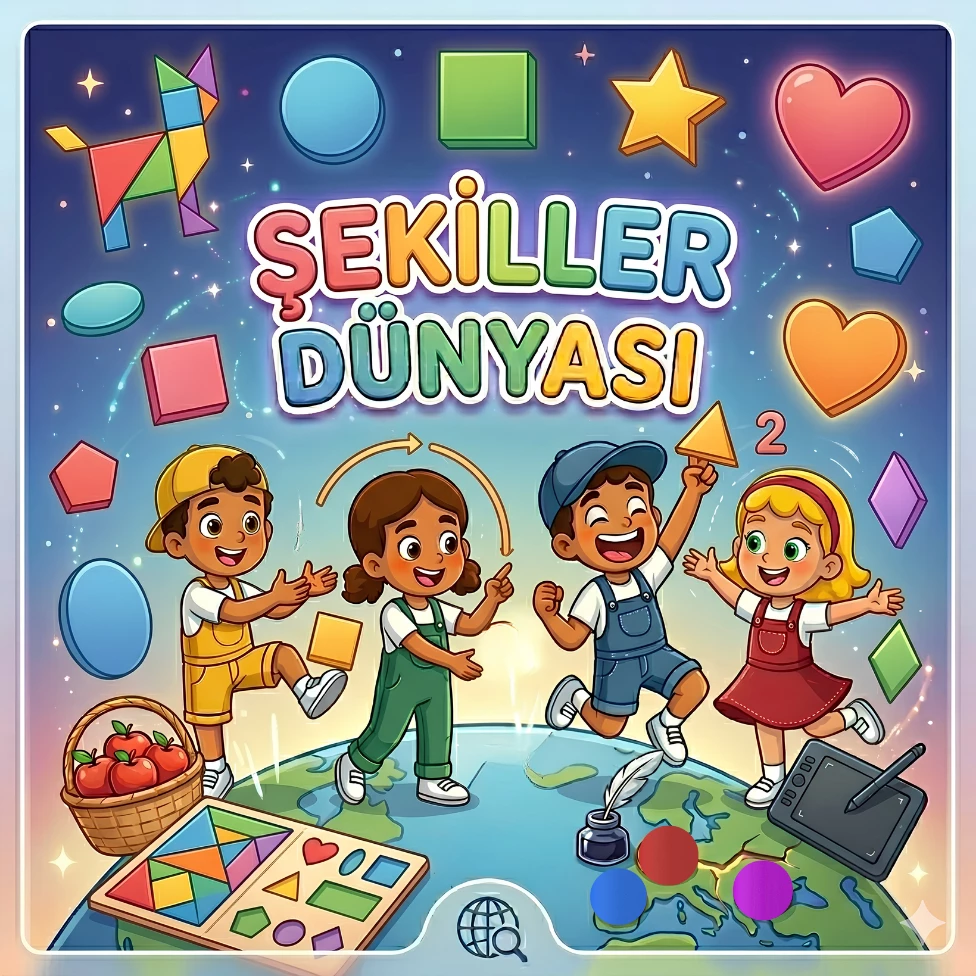 Kare, daire, üçgen gibi temel şekiller dünyası etkinlikleri
